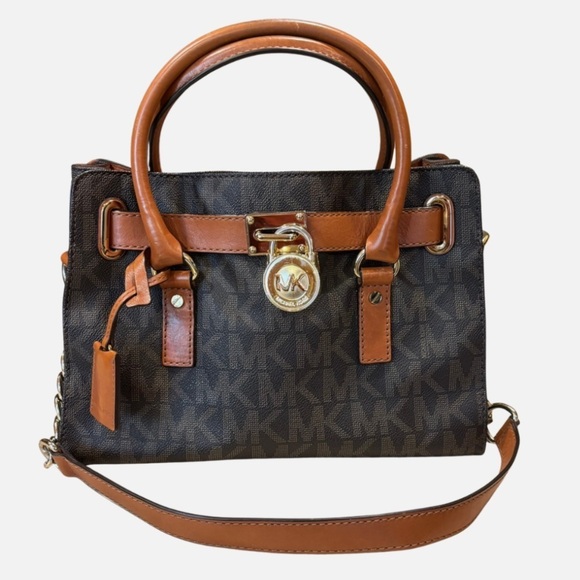 Michael Kors Handbags - Michael Kors Hamilton Monogram Logo Leather Satchel Tote